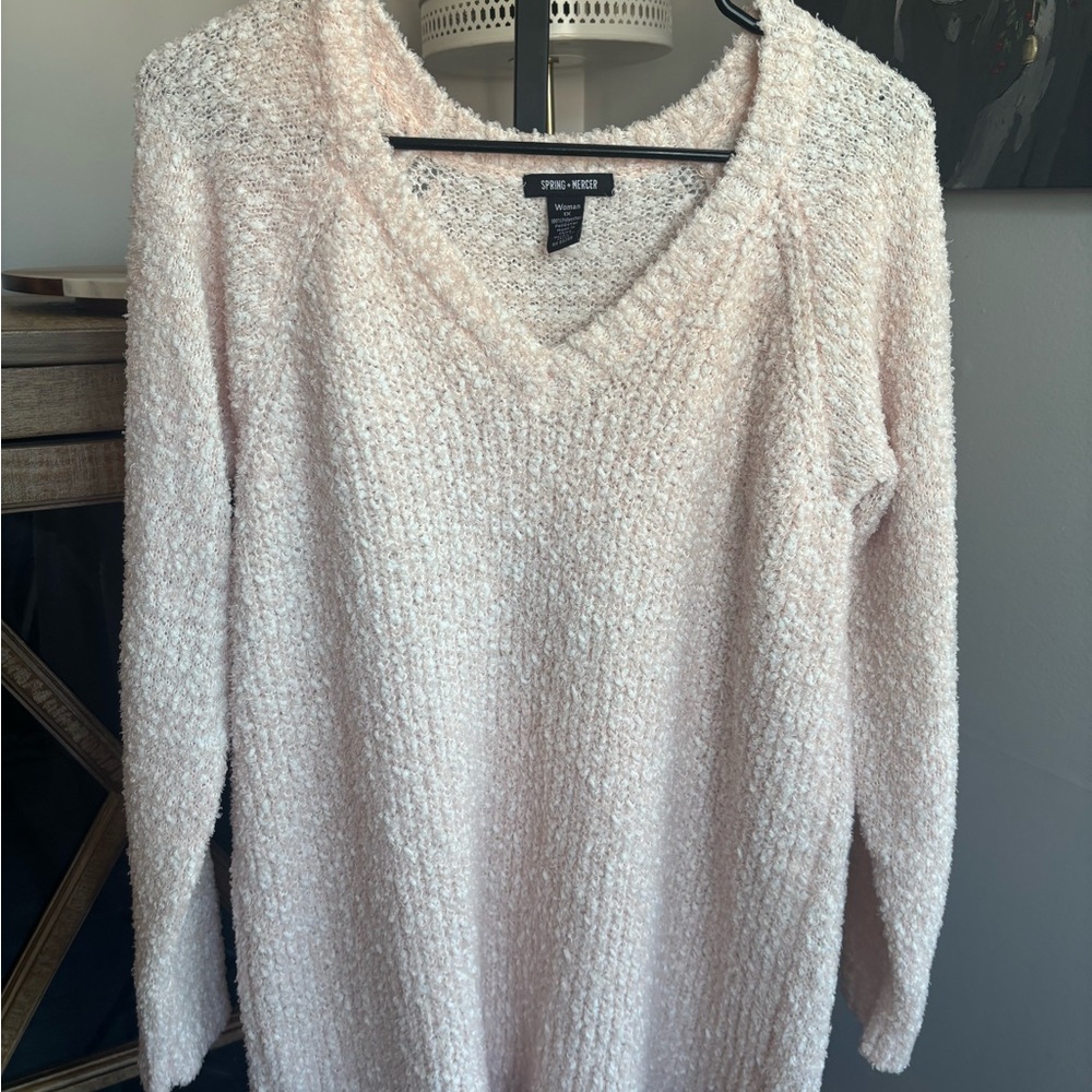 Spring + Mercer Cozy Baby Pink Rose Sweater
